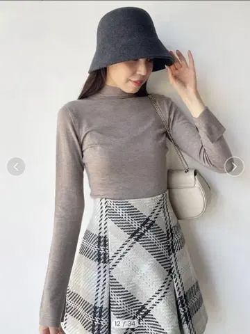 snidel 로빈 체크 스커트 아이보리