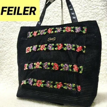 FEILER 페이러 꽃무늬 핸드백 블랙 메쉬 A4 가능