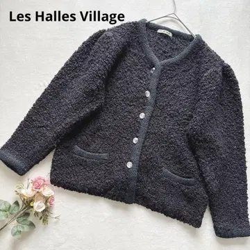 레어 루빌리지 블랙 니트 가디건 두꺼운 원단 비쥬 버튼