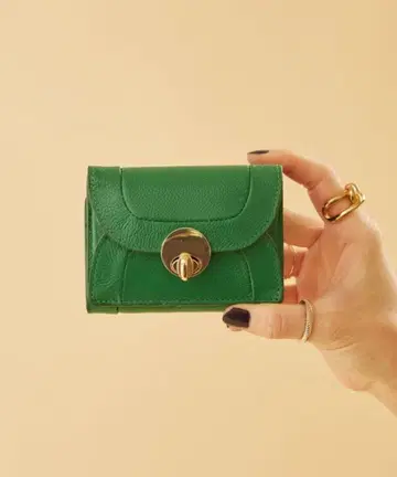 [ HASHIBAMI ] 뉴 라운드 형태 미니 지갑 그린