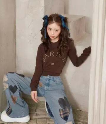 Darich 다리치 랜덤 하트 패치워크 데님 팬츠 S 사이즈