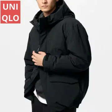 새상품급 유니클로 하이브리드 다운 후드티 블랙 XL