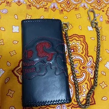 불꽃 스컬 블랙 지갑 체인