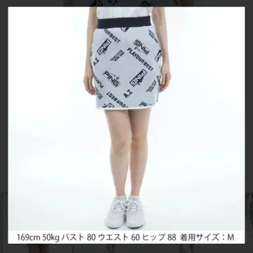 [ 새상품 ] PING 핑 올 로고 무늬 니트 스커트 벨트 루프 포함