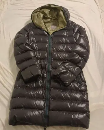 후드 부착 롱 다운 자켓 다크 그레이