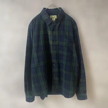 L.L.BEAN 플란넬 셔츠 체크 셔츠 긴팔 L 사이즈 그린 계열