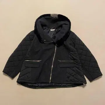 Eimee Law 멜톤 & 퀼트 퍼 후디 블루종 카키 x 블랙