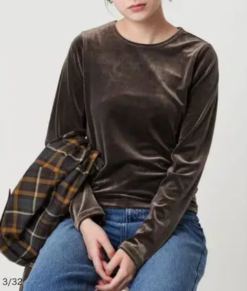 Beauty&youth 폴리에스테르 블렌드 벨로아 롱 슬리브 T셔츠