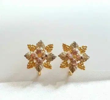 귀찌 꽃 플라워 쓰리 컬러 골드 12K GF e250