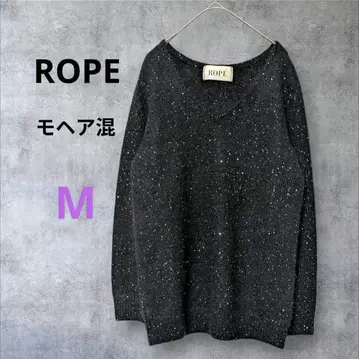 ROPE 스팽글 모헤어 혼방 V넥 니트 블랙