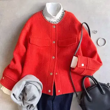 새상품급 정가 3.5만 뷰티&유스 유나이티드 애로우즈 멜톤 코트 빨간색