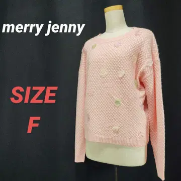 merry jenny 메리제니 니트 스웨터 핑크 꽃 장식