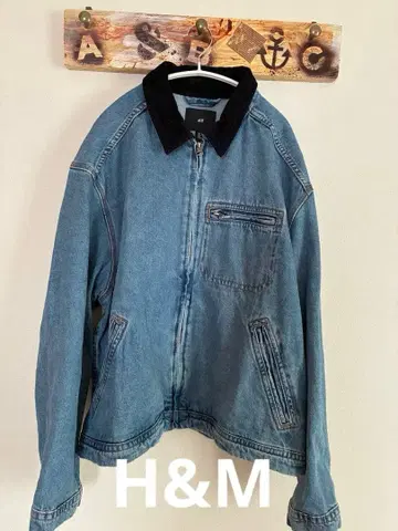 H&M 데님 자켓 L 사이즈 코듀로이 옷깃
