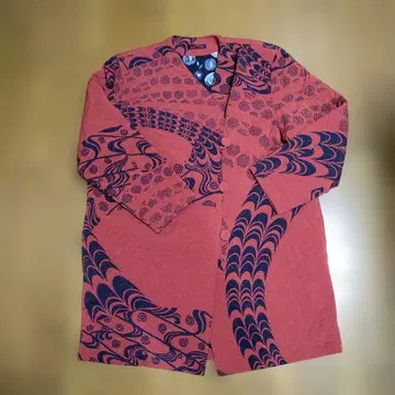 시선당 byHITOSHI 빨간색 물결 무늬 크레이프 원단 코트 새상품급