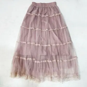 Loueme 볼륨 티어드 튤 스커트 핑크 F