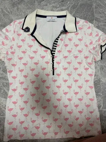 JUN & ROPE 플라밍고 패턴 피케 셔츠