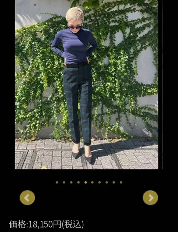 JENNE 그린 계열 체크 팬츠 X S