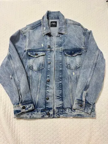 ZARA 라이트 블루 데미지 데님 자켓 S-M