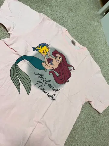 Disney 아리엘과 플라운더 T셔츠 XL 핑크