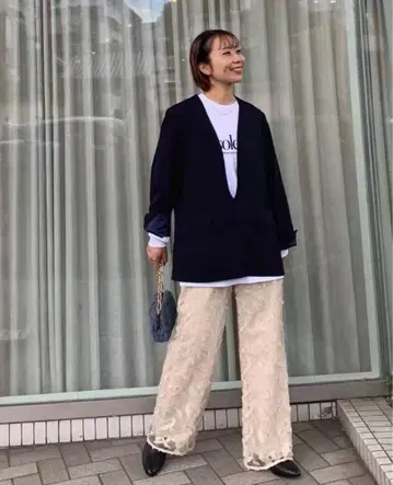 Slobe IENA 꽃무늬 팬츠 베이지