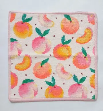 [ B급 ] FEILER 페이러 손수건 피치 도트 새상품 미사용 복숭아