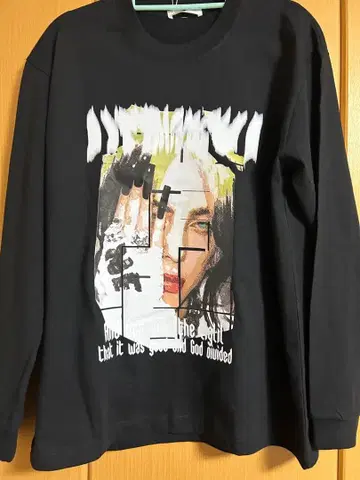 Ninety-nine 아트 프린트 긴팔 T셔츠 블랙