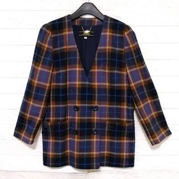 미사용 Lellian 체크 무늬 노카라 자켓 9