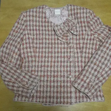 노카라 체크 자켓 리본 포함