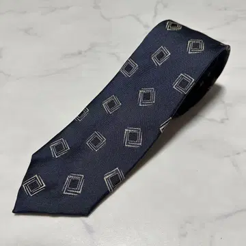 미사용급 새상품급 크리켓 넥타이 네이비 기하학 패턴 이탈리아제 원단