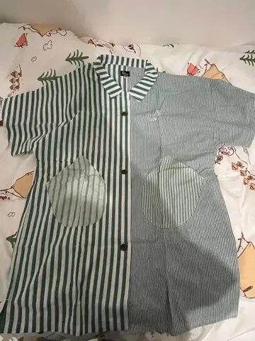 go slow caravan 스트라이프 체크 돌먼 오버 셔츠 원피스