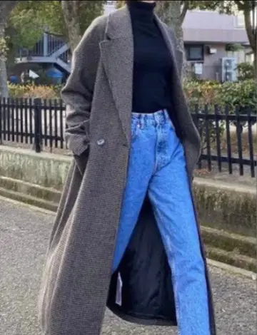 zara 롱 코트 체크 하운드투스 체크 패턴 M 사이즈