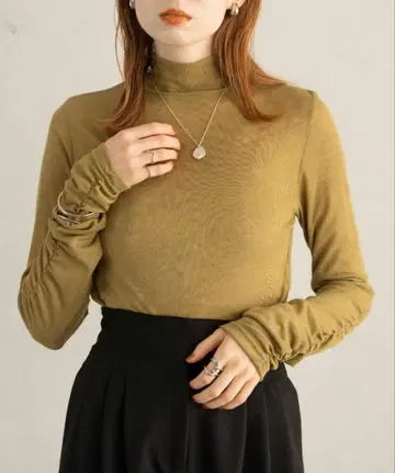 hinari 개더 하이넥 시어 탑