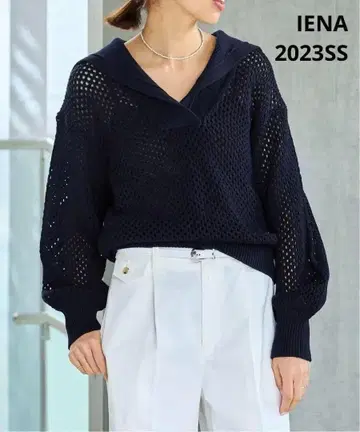 [ 새상품급 ] IENA 이에나 메쉬 니트 풀오버 네이비 23SS