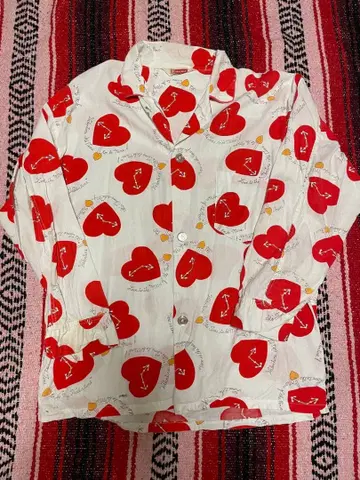 Vintage Pajama Shirts 하트 무늬 커트 코베인