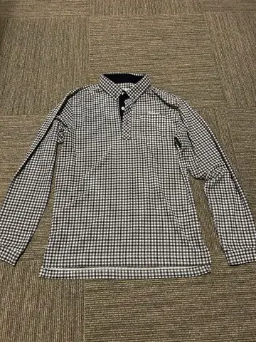 Titleist 피케 셔츠 블루 화이트 체크 무늬 긴팔