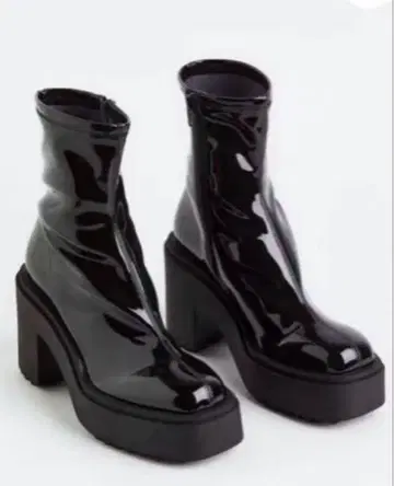 미사용 H&M 청키힐 레인부츠