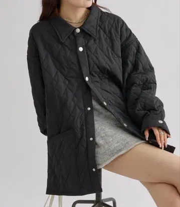 새상품 mystic 카라 부착 퀼팅 자켓 아우터 블랙