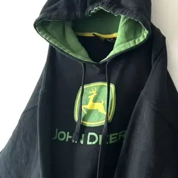 JOHN DEERE 맨투맨 후드티 XL 블랙 구제 의류