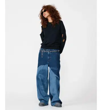 BEEDEN FACE PRINT WIDE STRAIGHT PANTS