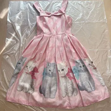 오늘까지 고양이 패턴 원피스