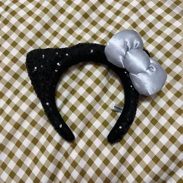 키티 머리띠 스팽글 블랙
