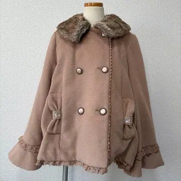 액시즈팜 베이지 더블 버튼 A라인 자켓 숏코트