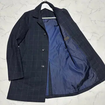 컨디션 최상 유니버설 랭귀지 스텐카라 코트 본딩 네이비 체크