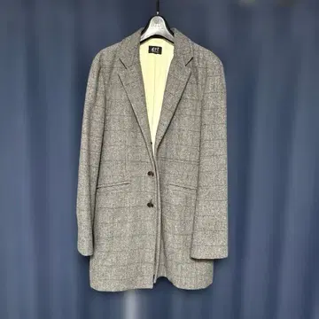 grf 그레이 체스터 코트 울 혼방 체크 무늬