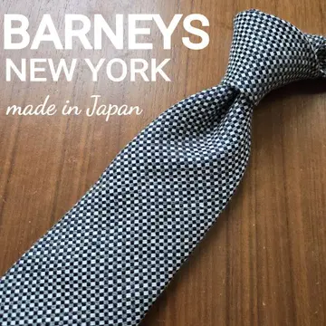 새상품급 BARNEYS NEW YORK 체크 무늬 넥타이 블랙 화이트