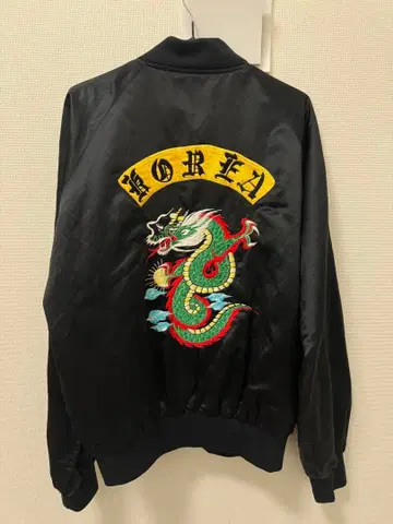드래곤 자수 블랙 스카잔 KOREA 코리잔 빈티지 XL