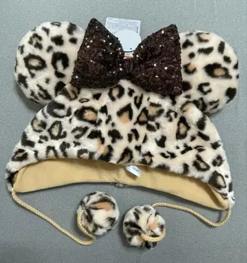 디즈니 미니 팬캡 레오파드 무늬 브라운