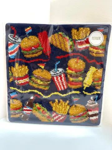 새상품 페이러 버거샵 햄버거 손수건 네이비