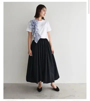 [택 포함 새상품] cen.  벌룬 롱 스커트 블랙 프리 사이즈