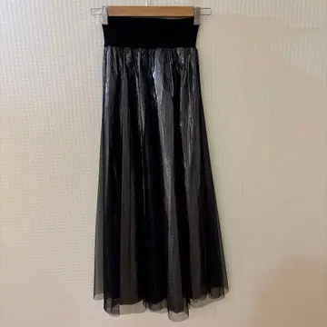 FENNEL 블랙 플레어 롱 스커트 38